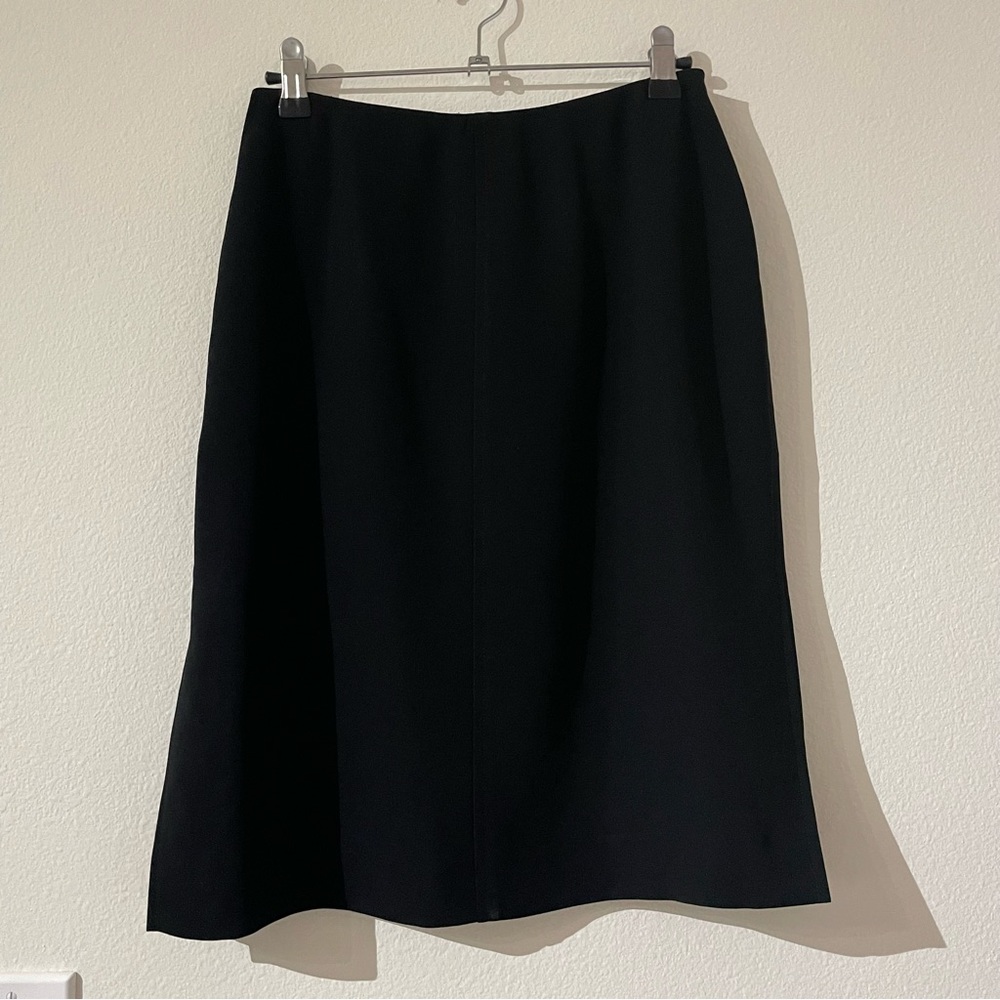 Albert Nipon Black Mini Knee High Skirt with Splits on Both Sides